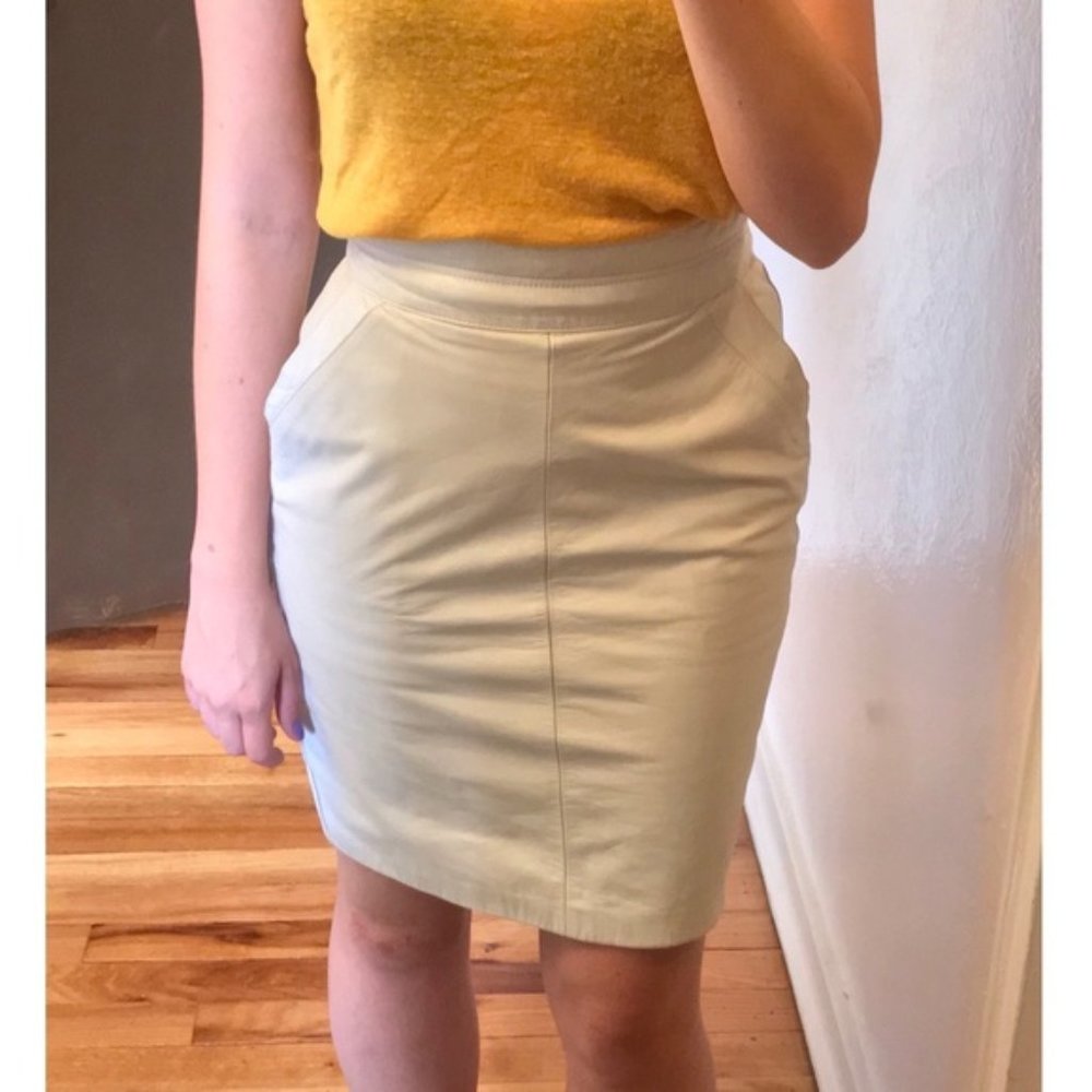 Vintage Leather High-Waisted Pencil Skirt